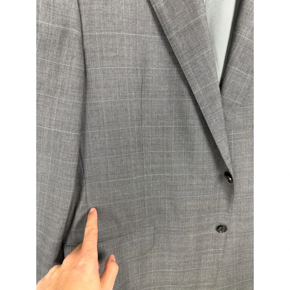 Hickey‎ Freeman Nordstrom Mens Grey Glen Plaid Worsted Wool Suit 44 Long Madison